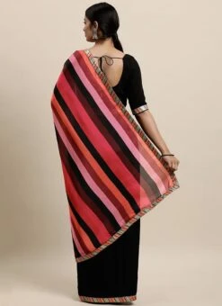 Black N Multicolored Blouse N Saree Set Party Wear -C Bazaar Shop Black N Multicolored Blouse N Saree Set SABS02104231 b