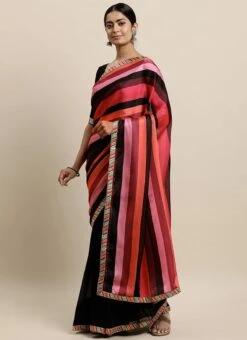 Black N Multicolored Blouse N Saree Set Party Wear -C Bazaar Shop Black N Multicolored Blouse N Saree Set SABS02104231 u