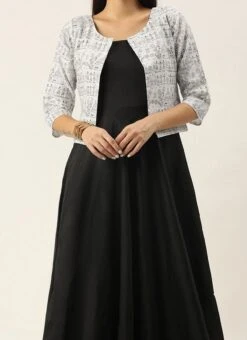 Black N White Jacket Style Gown After Six Wear