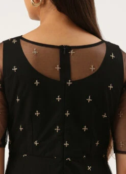 Black Net Embroidered Midi Dress Festive Wear 13 Black Net Embroidered Midi Dress Festive Wear -C Bazaar Shop Black Net Embroidered Midi Dress DRBS02206215 rrc2