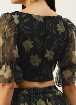 Skirt From Black Organza Printed Co Ords Set After Six Wear 14 Skirt From Black Organza Printed Co Ords Set After Six Wear -C Bazaar Shop Black Organza Printed Co Ords Set IWBS02302275 rrc3