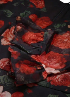 Black Organza Ruffle Dress Party Wear -C Bazaar Shop Black Organza Ruffle Dress DRBS02203563 rrc3