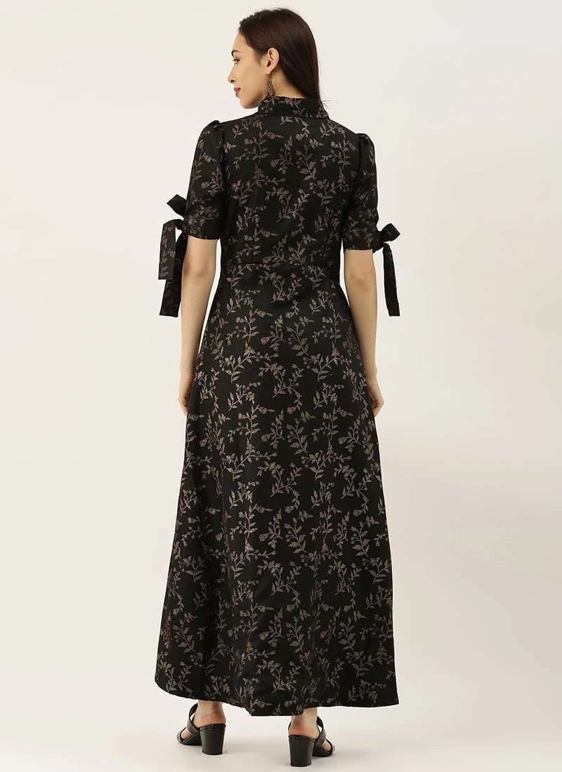 Black Printed Rayon High N Low Dress After Six Wear 4 Black Printed Rayon High N Low Dress After Six Wear - Image 4