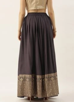 Black Printed Rayon Pleated Skirt Festive Wear 9 Black Printed Rayon Pleated Skirt Festive Wear -C Bazaar Shop Black Printed Rayon Pleated Skirt WBBS02012678 b