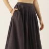 Black Printed Rayon Pleated Skirt Festive Wear