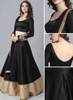 Black Sequins Embroidered Lehenga Set Party Wear -C Bazaar Shop Black Sequins Embroidered Lehenga Set GHBS1806842 gl