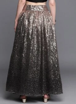 Black Sequins Embroidered Skirt Party Wear -C Bazaar Shop Black Sequins Embroidered Skirt WBBS02306473 b