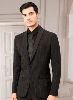 Black Terry Rayon Blazers -C Bazaar Shop Black Terry Rayon Blazers JMKMDC3744NB b