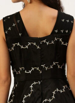 Black Viscose Embroidered Layered Gown Festive Wear -C Bazaar Shop Black Viscose Embroidered Layered Gown IWBS02212600 rrc2