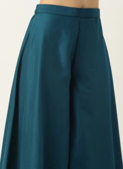 Dupatta From Blue Art Silk Halter Neck Sharara Suit After Six Wear -C Bazaar Shop Blue Art Silk Halter Neck Sharara Suit SLBS02305247 rrc3