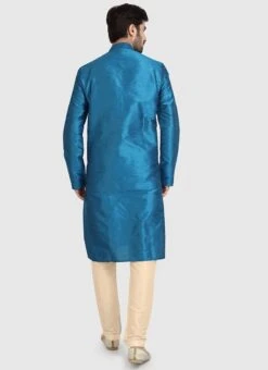 Blue Art Silk Kurta Pyjama Party Wear -C Bazaar Shop Blue Art Silk Kurta Pyjama KPMSC1279 b