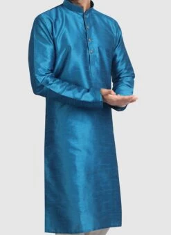 Blue Art Silk Kurta Pyjama Party Wear