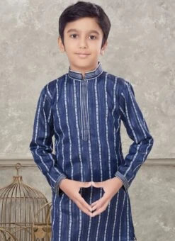 Blue Blended Cotton Kids Boys Kurta Pyjama Party Wear 5 Blue Blended Cotton Kids Boys Kurta Pyjama Party Wear -C Bazaar Shop Blue Blended Cotton Kids Boys Kurta Pyjama KDBMSGR771 b