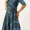 Blue Chanderi Art Silk Handkerchief Style Dress After Six Wear
