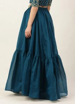 Blue Chanderi Silk Skirt Festive Wear 11 Blue Chanderi Silk Skirt Festive Wear -C Bazaar Shop Blue Chanderi Silk Skirt WBBS02306458 b