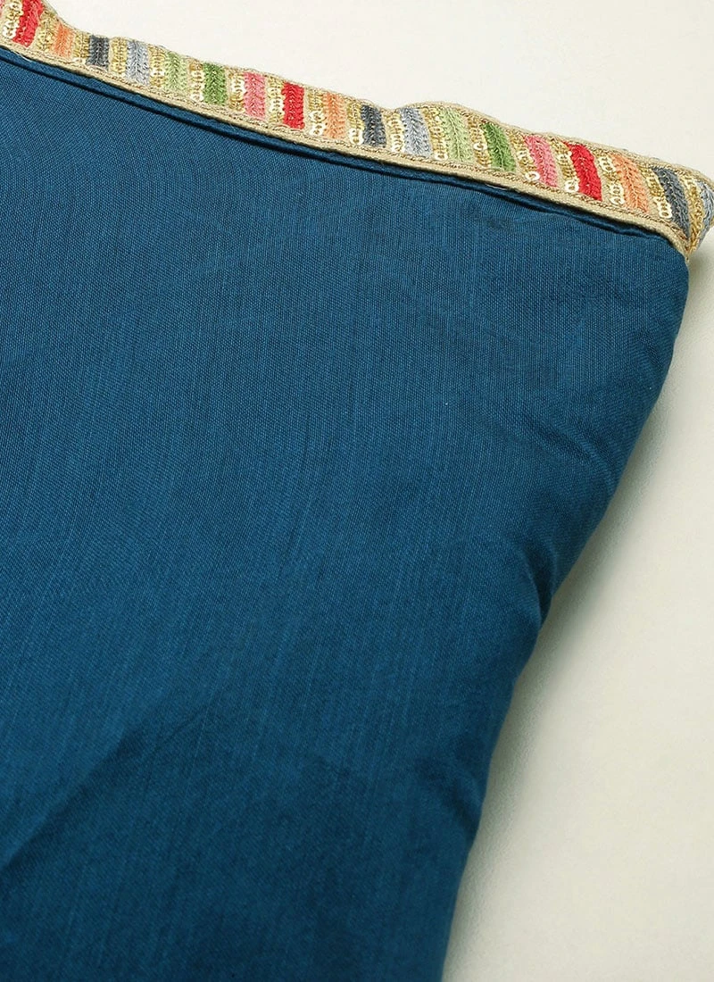 Blue Chanderi Silk Skirt Festive Wear 5 Blue Chanderi Silk Skirt Festive Wear - Image 5