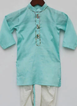 Light Blue Cotton Silk Kurta Pyjama