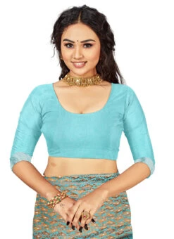 Blue Cotton Woven Saree Festive Wear 7 Blue Cotton Woven Saree Festive Wear -C Bazaar Shop Blue Cotton Woven Saree SASSTSKTPRI18596B b