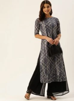 Blue Digital Print N Caviar Black Kurta Sets After Six Wear -C Bazaar Shop Blue Digital Print N Caviar Black Kurta Sets KSBS02110945 u