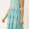Blue Digital Print Tiered Dress Festive Wear