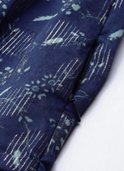 Blue Digital Printed Art Silk Off Shoulder Dress After Six Wear -C Bazaar Shop Blue Digital Printed Art Silk Off Shoulder Dress DRBS02109715 rrc2