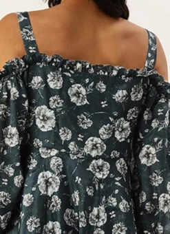 Blue Digital Printed Chinon Dress Party Wear -C Bazaar Shop Blue Digital Printed Chinon Dress DRBS02308892 rrc2