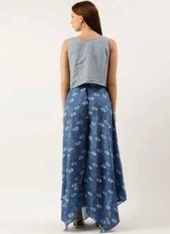 Blue Digital Printed Jacket Style Jumpsuit Festive Wear 11 Blue Digital Printed Jacket Style Jumpsuit Festive Wear -C Bazaar Shop Blue Digital Printed Jacket Style Jumpsuit DRBS02212636 b