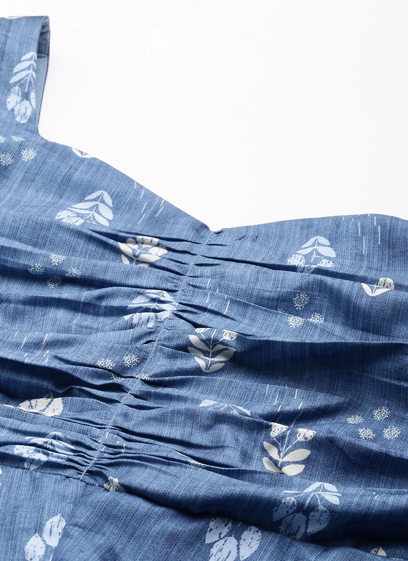 Blue Digital Printed Jacket Style Jumpsuit Festive Wear 5 Blue Digital Printed Jacket Style Jumpsuit Festive Wear - Image 5