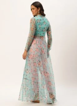 Blue Digital Printed Kurta Set With Straight Pant Festive Wear -C Bazaar Shop Blue Digital Printed Kurta Set With Straight Pant KSBS02305245 b 1