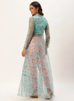 Top From Blue Digital Printed Kurta Set With Straight Pant After Six Wear -C Bazaar Shop Blue Digital Printed Kurta Set With Straight Pant KSBS02305245 b 2