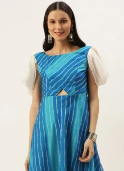 Blue Digital Printed Maxi Dress Festive Wear After Six Wear -C Bazaar Shop Blue Digital Printed Maxi Dress DRBS02205896 b 1