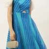 Blue Digital Printed Maxi Dress After Six Wear