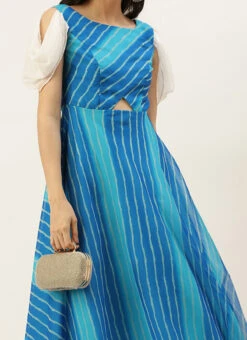 Blue Digital Printed Maxi Dress After Six Wear