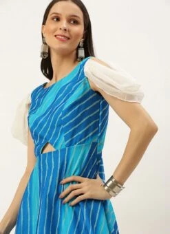 Blue Digital Printed Maxi Dress Festive Wear After Six Wear -C Bazaar Shop Blue Digital Printed Maxi Dress DRBS02205896 rrc2 1