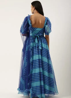 Blue Digital Printed Organza Lehenga Set Festive Wear -C Bazaar Shop Blue Digital Printed Organza Lehenga Set GHBS02205008 b