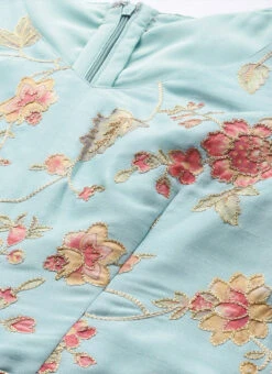 Blue Embroidered N Peach Kurta N Wide Leg Pant Festive Wear -C Bazaar Shop Blue Embroidered N Peach Kurta N Wide Leg Pant KSBS01911765 rrc1