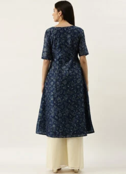 Blue Foil Calf Length Kurta Set After Six Wear 11 Blue Foil Calf Length Kurta Set After Six Wear -C Bazaar Shop Blue Foil Calf Length Kurta Set KSBS02201303 b