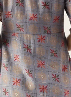 Blue Foil Printed A Line Dress After Six Wear -C Bazaar Shop Blue Foil Printed A line Dress DRBS02111071 rrc2