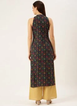 Blue Foil Printed Halter Neck Kurta Festive Wear -C Bazaar Shop Blue Foil Printed Halter Neck Kurta KRBS02307722 b