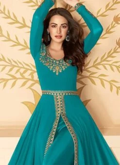 Blue Georgette Anarkali Suit Party Wear -C Bazaar Shop Blue Georgette Anarkali Suit SLSAK25827216C b
