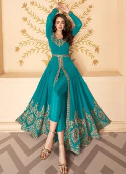 Blue Georgette Anarkali Suit Party Wear -C Bazaar Shop Blue Georgette Anarkali Suit SLSAK25827216C u