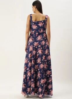 Blue Georgette Digital Printed Dress Party Wear -C Bazaar Shop Blue Georgette Digital Printed Dress DRBS02302298 b