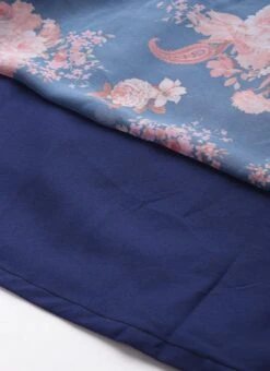 Blue Georgette Digital Printed Tiered Dress Festive Wear -C Bazaar Shop Blue Georgette Digital Printed Tiered Dress DRBS02302270 rrc4