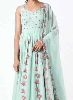 Blue Georgette Embroidered Anarkali Suit Wedding Wear