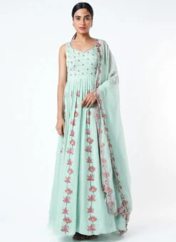 Blue Georgette Embroidered Anarkali Suit Wedding Wear -C Bazaar Shop Blue Georgette Embroidered Anarkali Suit SLDVC156 u