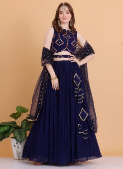 Blue Georgette Embroidered Lehenga Set Festive Wear -C Bazaar Shop Blue Georgette Embroidered Lehenga Set GHBS02302374 u