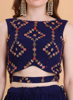 Blue Georgette Embroidered Lehenga Set Festive Wear -C Bazaar Shop Blue Georgette Embroidered Lehenga Set GHBS02302374 rrc1