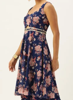 Top From Blue Georgette Printed Palazzo Suit After Six Wear