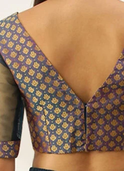 Blue Jacquard Blouse Festive Wear 13 Blue Jacquard Blouse Festive Wear -C Bazaar Shop Blue Jacquard Blouse BLBS02305286 rrc2