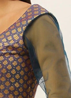 Blue Jacquard Blouse Festive Wear 14 Blue Jacquard Blouse Festive Wear -C Bazaar Shop Blue Jacquard Blouse BLBS02305286 rrc3